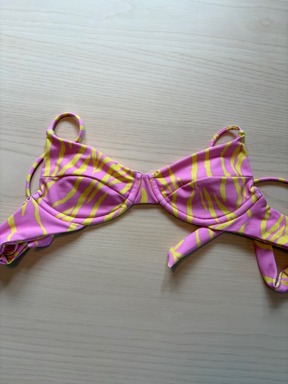 Skatie / Kate / Pink and Yellow Zebra Print Bikini Top